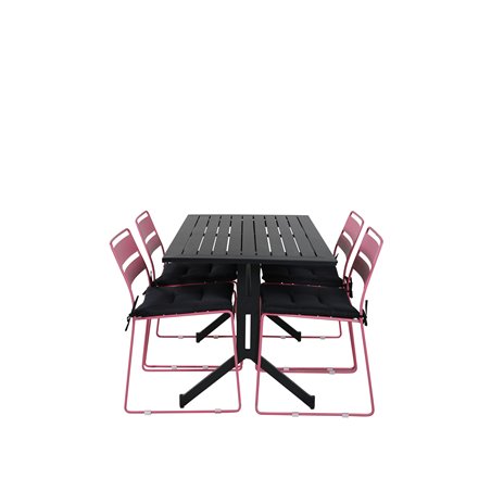 Way - Café Table - Black / Black 120*70cm, Lina Dining Chair - Pink_4