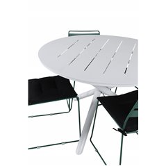 Alma Dining Table - White Alu - ø120cm, Lina Dining Chair - Green_4