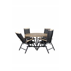 Cruz Dining - Black Steel / Acacia (teak look) ø140cm, Panama 5:pos Pääartikkeli: Black/Black_4