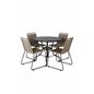 Nicke matbord - Svart stål - Ø90cm, Lindos Stapelbar stol - Svart Aluminium / Latte Rep_4