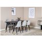 Dipp Dining Table - 180*90cm - Black / Black Brass, Polar Diamond Dining Chair - Black Legs - Grey Velvet_6