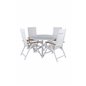 Alma Dining Table - White Alu - ø120cm, Panama Light 5-pos Valkoinen tuoli