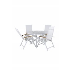 Alma Dining Table - White Alu - ø120cm, Panama Light 5-pos Chair White / white_4