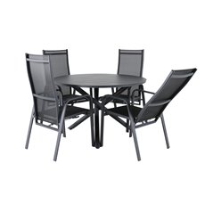 Alma Dining Table - Black Alu - ø120cm, Copacabana Recliner -tuoli