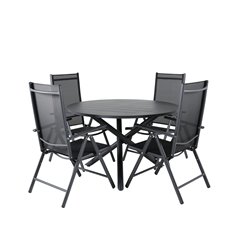 Alma Dining Table - Black Alu - ø120cm, Break 5:pos Chair - Black/Black_4