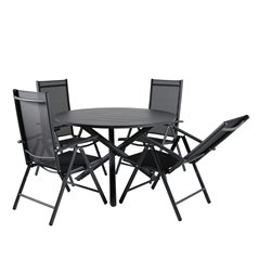 Alma Dining Table - Black Alu - ø120cm, Break 5:pos Chair - Black/Black_4