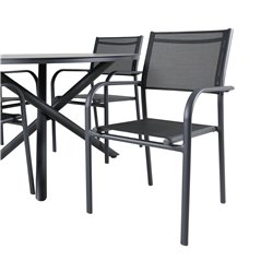 Alma Dining Table - Black Alu SanTorini Arm Chair Black Alu/Black Textilene (käytetty)