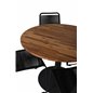 Cot Dining Table - Black Steel / Acacia Ö100cm+Lindos Stacking Chair - Black Alu/Black Rope