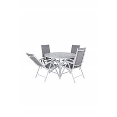 Alma Dining Table - White Alu - ø120cm, Break 5:pos Chair - White/Grey_4