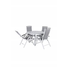 Alma Dining Table - White Alu - ø120cm, Albany 5:pos Chair - White/Grey_4