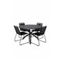 Alma Dining Table - Black Alu - ø120cm, Lindos Stacking Chair - Black Alu / Black Rope