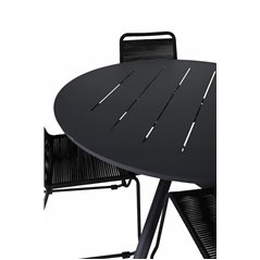 Alma Dining Table - Black Alu - ø120cm, Lindos Stacking Chair - Black Alu / Black Rope_4