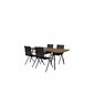 Chan Dining Table - Black Steel / Acacia Alina Dining Chair: Black Alu/Black Textilene (käytetty)