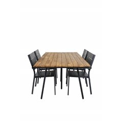 Chan Dining Table - Black Steel / Acacia (teak look) Tasotuoli Black Alu, tunnetuin esittäjä Black Aintwood