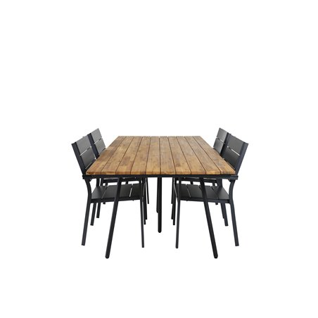 Chan Dining Table - Black Steel / Acacia (teak look) Tasotuoli Black Alu, tunnetuin esittäjä Black Aintwood