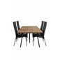Chan matbord - svart stål / akacia (teak look) - 200cm + Copacabana vilostol stol - svart / svart_4