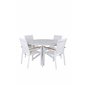 Alma Dining Table - White Alu - ø120cm, Texas Chair - White/Teak_4