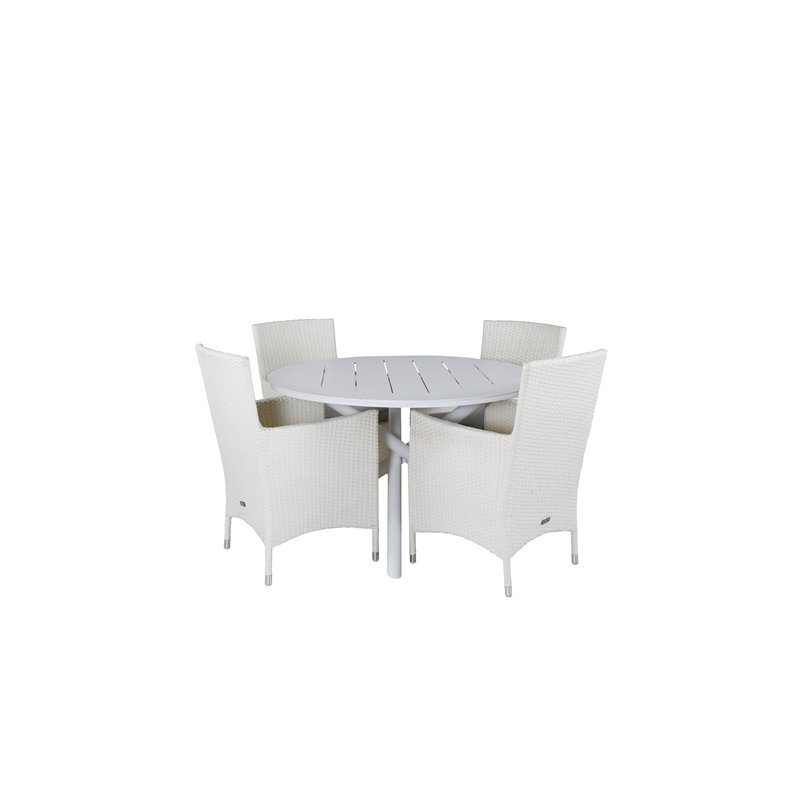 Alma Dining Table - White Alu - ø120cm, Malin Carmstol Dyna - valkoinen / harmaa dyna