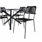 Alma Dining Table - Black Alu - ø120cm, Lindos Armchair - Black Alu / Black Rope