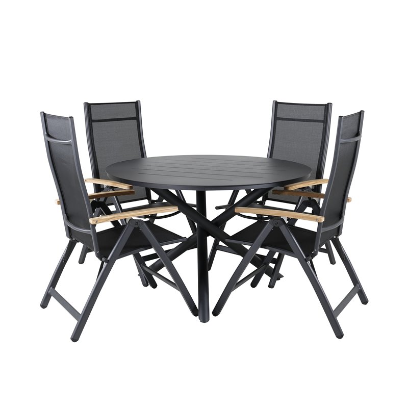 Alma Dining Table - Black Alu - ø120cm, Panama Light 5-pos Black/Black ja Tek_4
