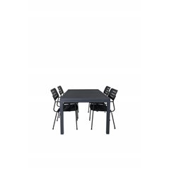 Marbella-pöytä 160/240 - Black/Black, Nicke Ruokailu tuoli W, käsivarsi