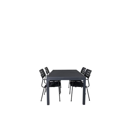 Marbella-pöytä 160/240 - Black/Black, Nicke Ruokailu tuoli W, käsivarsi