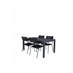 Marbella Table 160/240 - Black/Black, Nicke Dining chair w, armrest - Black Steel_4