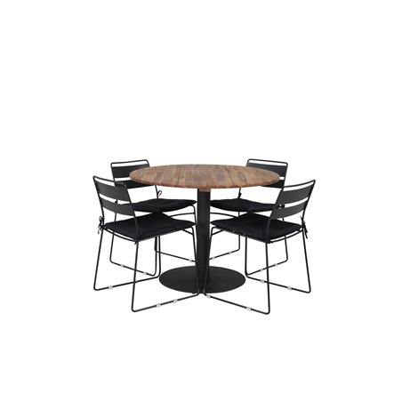 Cot Dining Table - Black steel / Acacia (teaklook) - ø100cm+Lina Dining Chair - Black_4