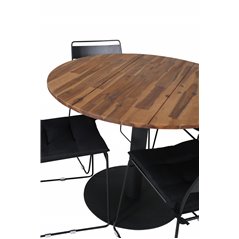 Cot Dining Table - Black Steel / Acacia (teaklook) Päivällinen - Black_4