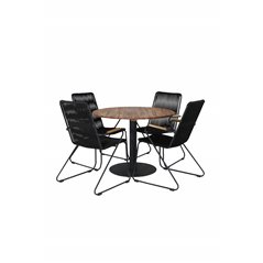 Cot Dining Table - Black Steel / Acacia Ö100cm+Bois Armchair - Black Alu / Black Rope