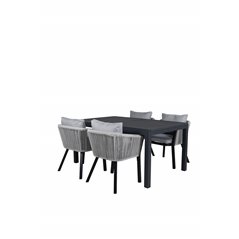 Marbella Table 160/240 - Black/Black, Virya Dining Chair - BLACK Alu / Grey cushion _4