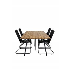 Chan Dining Table - Black Steel / Acacia Bois Armchair: Black Alu / Black Rope / Acacia