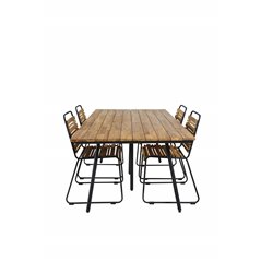 Chan Dining Table - Black Steel / Acacia (teak look) - 200cm+Bois Dining Chair - Black Alu / Acacia_4