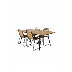 Chan Dining Table - Black Steel / Acacia (teak look) - 200cm+Bois Dining Chair - Black Alu / Acacia_4