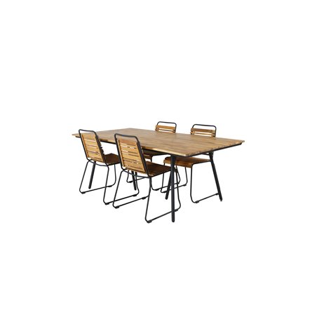 Chan Dining Table - Black Steel / Acacia Bois Dining Chair - Black Alu / Acacia