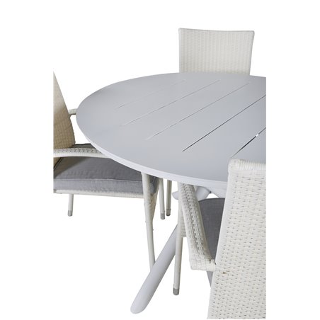 Alma Dining Table - White Alu - ø120cm, Anna Chair Valkoinen 4