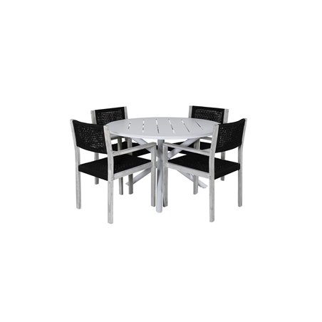 Alma Dining Table - Valkoinen Alu Rives Alkuperäinen nimi: White Wash Acacia / Black Rope