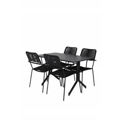 Way - Café Table - Black / Black 120*70cm, Lindos Armchair - Black Alu / Black Rope_4