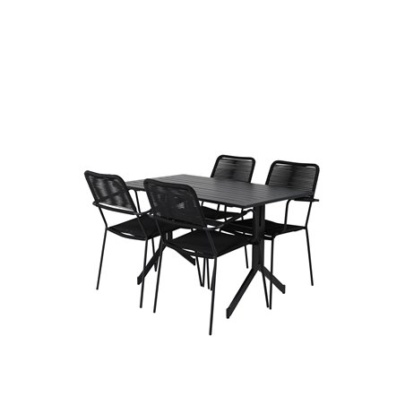 Way - Café Table - Black / Black 120*70cm, Lindos Armchair - Black Alu / Black Rope_4