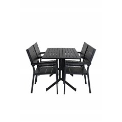 Way - Café Table - Black / Black 120*70cm, Levels Chair (stackable) - Black Alu / Black Aintwood_4