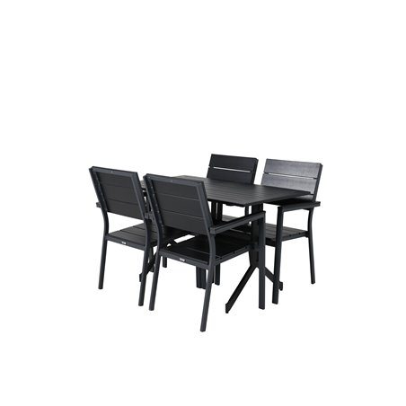 Way - Café Table - Musta / Musta 120 * 70cm, Levels Chair (pinottava) - Musta Alu / Musta Aintwood_4