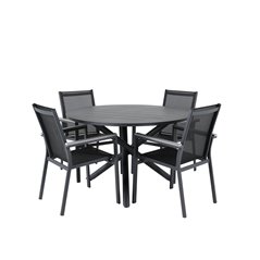 Alma Dining Table - Black Alu - ø120cm, Parma Chair - Black/Grey_4