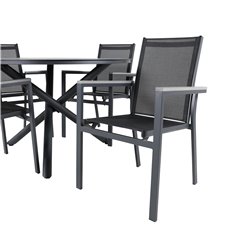 Alma Dining Table - Black Alu - ø120cm, Parma Chair - Black/Grey_4