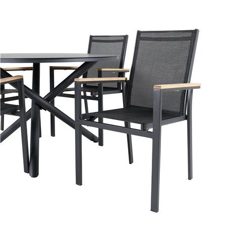 Alma Dining Table - Black Alu - ø120cm, Texas Chair Black/Teak_4