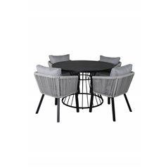 Tropea Dining Table - Black Steel / Grey Spray Glass, Virya Dining Chair - BLACK Alu / Grey cushion _4