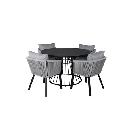 Tropea Dining Table - Black Steel / Grey Spray Glass, Virya Dining Chair - BLACK Alu / Grey cushion _4