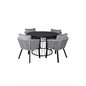 Tropea Dining Table - Black Steel / Grey Spray Glass, Virya Dining -tuoli Black Alu / Grey Cushion