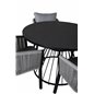 Tropea Dining Table - Black Steel / Grey Spray Glass, Virya Dining -tuoli Black Alu / Grey Cushion