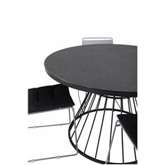 Tropea Dining Table - Black Steel / Grey Spray Glass, Lina Dining Tuoli