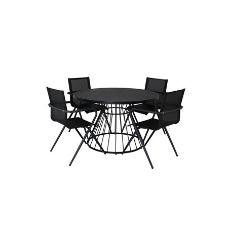 Tropea Dining Table - Black Steel / Grey Spray Glass, Alina Dining Chair - Black Alu / Black Textilene_4